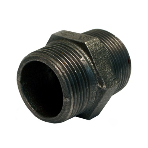 [MI-NB-BSP-HNI-6-BLK] DN6 (1/8" NB) BSP BLACK MALLEABLE IRON HEX NIPPLE