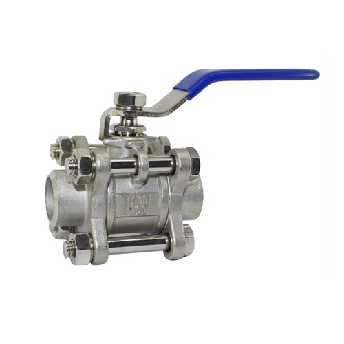 DN15 (1/2" NB) BUTT WELD 3PC FB BALL VALVE LEVER OP. SS 316