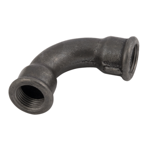 [MI-NB-BSP-BEN-LR-FF-90-40-BLK] DN40 (1.1/2" NB) BSP BLACK MALLEABLE IRON FXF LONG RADIUS BEND 90°