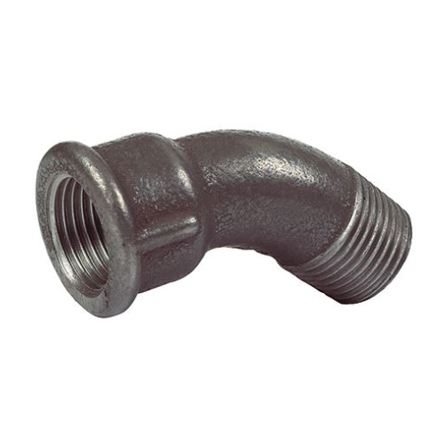 [MI-NB-BSP-BEN-MF-45-15-BLK] DN15 (1/2" NB) BSP BLACK MALLEABLE IRON MXF BEND 45°