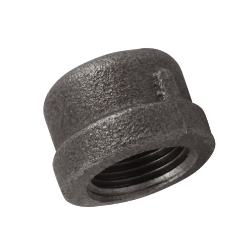 [MI-NB-BSP-CAP-R-8-BLK] DN8 (1/4" NB) BSP BLACK MALLEABLE IRON ROUND CAP END