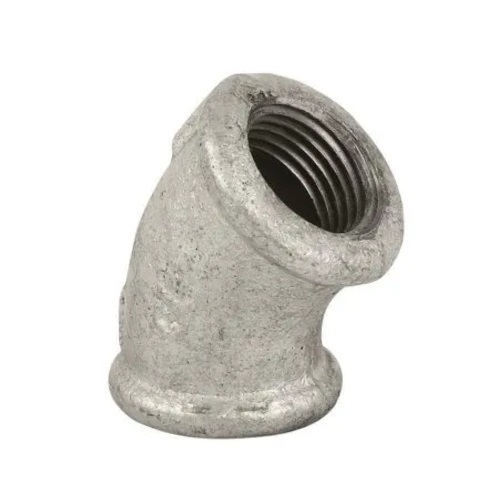 [MI-NB-BSP-ELB-FF-45-10-GAL] DN10 (3/8" NB) BSP GALVANISED MALLEABLE IRON FXF ELBOW 45°