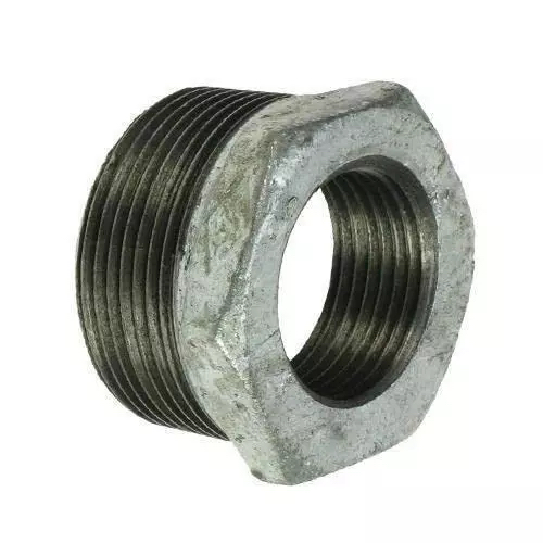 [MI-NB-BSP-BUS-40-32-GAL] DN40 X 32 (1.1/2" X 1.1/4" NB) BSP GALVANISED MALLEABLE IRON REDUCING BUSH