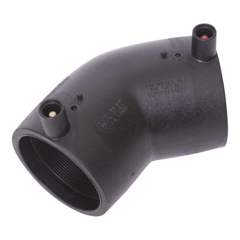 [EF-PE-BLK-90-45-PE100] 90MM BLACK PE100 ELECTROFUSION ELBOW 45°