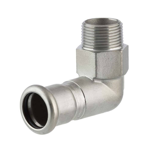 [SS-PRS-FBA-22-20-FKM-316] 22MM X 3/4" PRESSFIT MALE BSP 90° ADAPTOR FKM SEALS SS 316