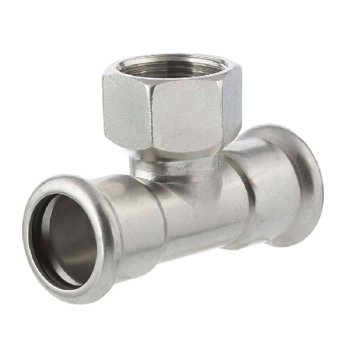 15MM X 1/2" X 15MM PRESSFIT FEMALE BSP BRANCH TEE FKM SEALS SS 316