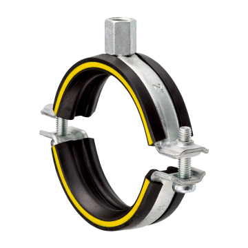 [SS-FAS-MUP-105-112-SGL-DAM-A2] 105-112mm MUPRO SINGLE BOSSED SS A2  CLAMP (DÄMMGULAST® yellow)