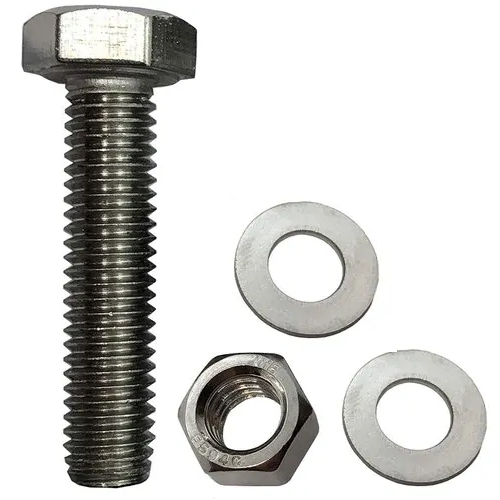 [FAS-BOLT-SET-M12-55-SS-A2-XOX] M12 X 55mm LONG A2 ST/ST HEX SET BOLT, NUT & DOUBLE WASHER