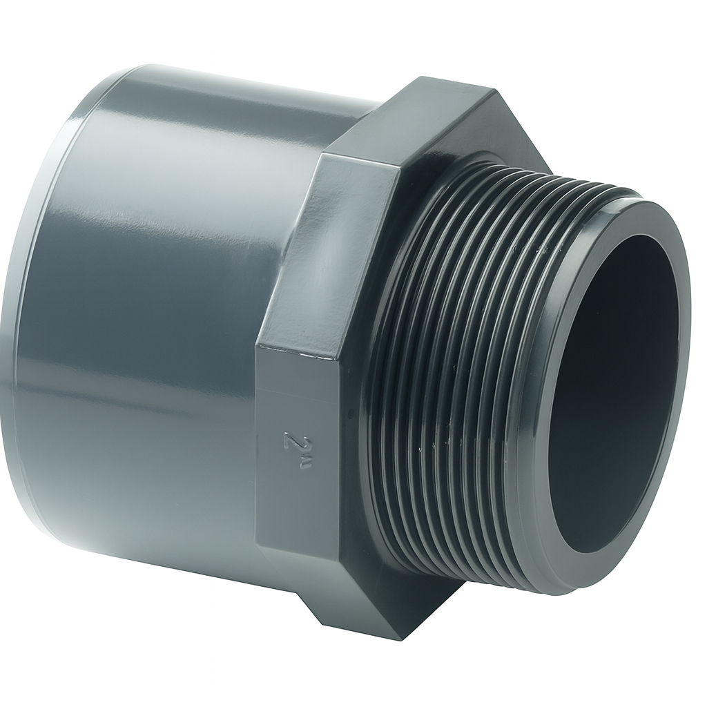 [PVCU-MET-25-32-25-MSC] 25mm OD METRIC SOLVENT SOCKET (32mm SPIGOT) X 1" BSP MALE PVC-U ADAPTOR