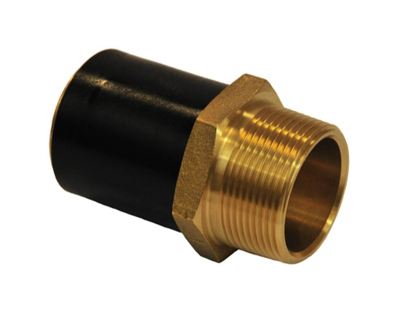 [PE100-SF-MSA-BSP-32-25] 32MM PE100 SOCKET FUSION X 1" BSP BRASS MALE ADAPTOR PN16