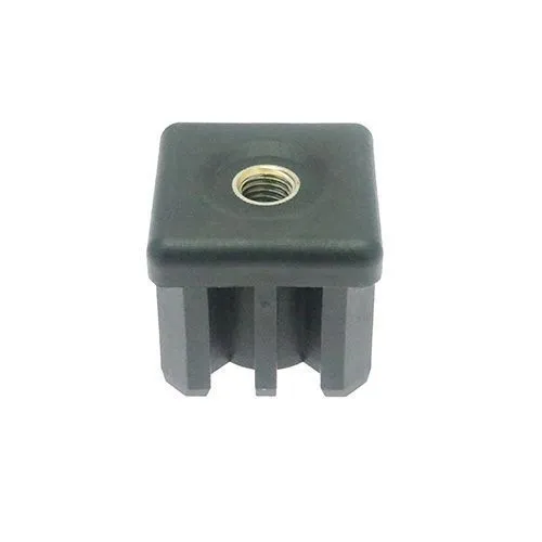 [PINS-50-50-BLK-PLN-12] 50 x 50 x 2mm SQUARE PLASTIC BOX SECTION INSERT ENDS BLACK LDPE WITH M12 SS BOSS
