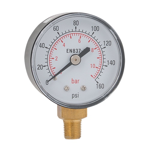 1/2" BSPT BOTTOM ENTRY 63MM DIAL PRESSURE GAUGE 0-10BAR (0-100PSI)