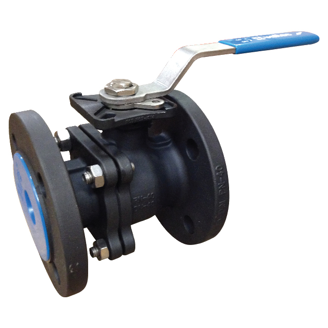 [CS-VAL-BAL-P16-15-2PC] DN15 (1/2" NB) PN16 2PC FLANGED CARBON STEEL BALL VALVE DIRECT MOUND WITH RED LEVER