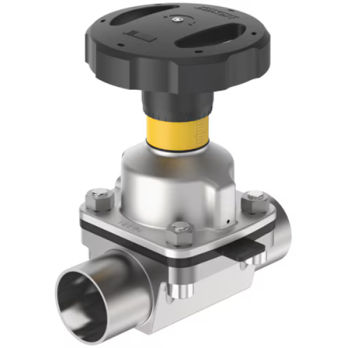 2.50" OD PLAIN WELD END BURKERT HYGIENIC DIAPHRAGM VALVE LEVER OP. SS 316