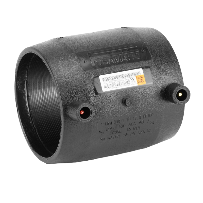 140MM BLACK PE100 ELECTROFUSION EQUAL COUPLING