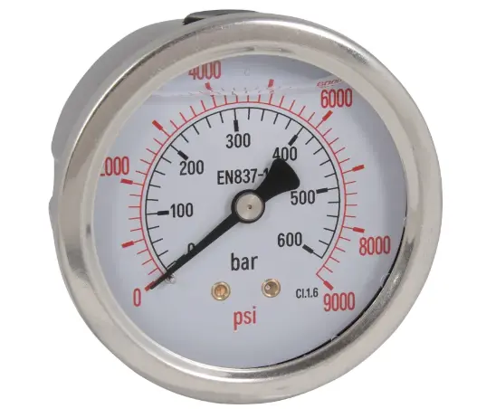 [PG-8-63-20B-SS-BSPP-CB] 1/4" BSPP CENTRE BACK ENTRY, 63MM DIAL PRESSURE GAUGE, GLYC FILLED, 0-300PSI (0-20BAR)