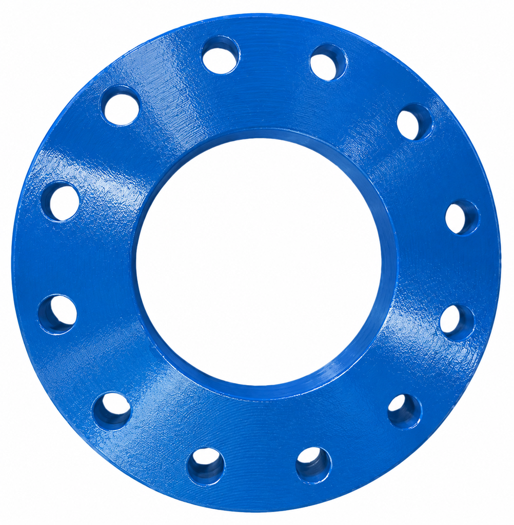[DI-FLA-TST-250-P16-RED-EN598-D50] DN250 (10" NB) PN16 SPACER FLANGE 50MM THICK BLUE PAINTED EN545