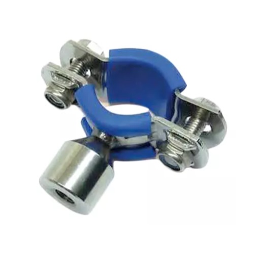[SS-HYG-AV-M10-152-304] 152MM OD | HYGIENIC | M10 BOSSED | ANTI VIBRATION | BLUE RUBBER LINED | PIPE CLIP | STAINLESS STEEL | GR. 304/L