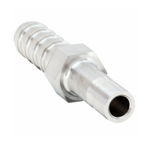 12.7mm OD (1/2" OD) PUSH ON TUBE BARB X 12.7mm OD (1/2" OD) TUBE END ADAPTOR SS 316