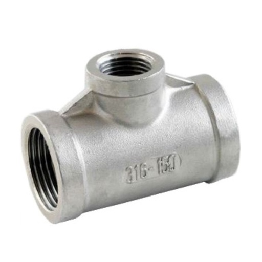 [SS-NB-BSP-150-TEE-50X20-316] DN50 X 20 (2" X 3/4" NB) BSP 150# REDUCING TEE SS 316